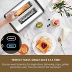 SEEDEEM Toaster 2 Slice, Real Touch Screen with LCD Display, Single-Slice Function, Stainless Steel Toaster, 50% Faster Heating, 1.5" Wide Slots, Removable Crumb Tray, 1350W, Dark Metallic