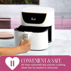 Paris Hilton Air Fryer, Large 6-Quart Capacity, Nonstick Made without PFAS, Touchscreen Display, 8-in-1 (Air Fry, Roast, Broil, Bake, Reheat, Keep Warm, Pizza, Dehydrate), Dishwasher Safe, White