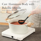 ESLITE LIFE Nonstick Stock Pot with Lid, 5 Quart Granite Casserole Large Soup Pot Pasta Cooking Pot, Induction Compatible, PTFE & PFOA Free, White