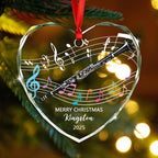 Customized Text Year Name Clarinet Glass Xmas Ornament, Personalized Clarinet Lover Christmas Ornaments Gift for Women Men Friends Besties Coworker, Unique Clarinetist Glass Christmas Ornament 2025