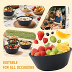 Homienly Cereal Bowl, Large Soup Bowl Set, Wheat Straw Bowl with Textured Design - 36oz Bowl Set, 6 PCS Microwave and Dishwasher Safe Bowls, Bowls for Kitchen, Serving Soup,Ramen,Pho,Salad - Black