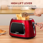 Toaster 2 Slice Smart Touch Screen, Retro 1.5'' Extra Wide Slot Stainless Steel Digital Bread Toaster with Memory Function, Bagel, Defrost, 6 Browning Levels and Removable Crumb Tray, Red