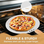 12 Inch Stainless Pizza Peel, Pizza Spatula with Ergonomic Long Wood Handle for Pizza Oven Baking, Turing Peel for Pizza, Dough, Bread Pastry