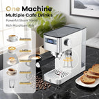 Garvee Compact 20 Bar Espresso Machine–Stainless Steel, Steam Milk Frother, Removable Tank for Cappuccino/Latte,(Silver)