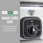 GreenLife 3.5QT Slow Cooker, Non-Toxic PFAS-Free Ceramic Nonstick Removable Interior Bowl, Programmable, Keep Warm, Stovetop & Oven Safe, Dishwasher Safe Parts, Glass Lid, White