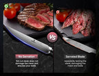 Steak Knives Set of 8, 4.5 Inch Non Serrated Dinner Knife, Forged German Steel Damascus Pattern Straight Edge Meat Knife with Full Tang Handle, Dishwasher Safe, Ideal for Gift