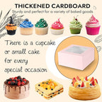 JCD 8 Packs Pink Bento Cake and Cupcake Box 1+5 Bento Box with Clear Window Fit 5 Cupcakes and 1 Mini Cake for Packaging Gift Baked Goods (Pink 1+5/8Pcs)