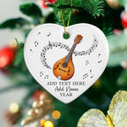 Custom Mandolin Player Christmas Ceramic Ornament 2025, Personalized Mandolin Xmas Ornament with Text Name & Year, Musical Instrument Christmas Tree Ornaments, Gift for Men Women Mandolinist