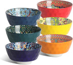 KitchenTour Cereal Bowls Set of 6, 26 oz Ceramic Soup Bowls for Kitchen, 6.4 Inch Colorful Serving Bowls for Oatmeal, Salad, Pasta, Dessert - Microwave & Dishwasher Safe