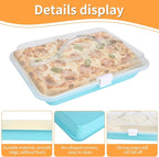 9x13 Baking Pan with Lid and Handle, Nonstick Cake Carrier with Locking Cover, Deep Oblong Bakeware for Brownies, Casseroles, and Travel, Blue and Beige