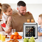 2 Slice Toaster Touch Screen, Stainless Steel Toasters Digital Timer 2 Slot Toasters, 8 Shade Settings 6 Bread Types for Bagel, Cancel, Defrost (Grey)