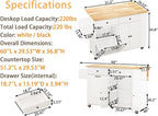 60'' Rolling Kitchen Island with Drop Leaf, Storage Islands Cart with Tilt Out Trash Can Cabinet, Rubber Wood Tabletop, Knife Holder, Wheels, White