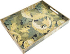 Spsyrine Serving Tray with Handles, Plastic Decorative Tray for Coffee Table, Living Room, Home Decor, Acanthus