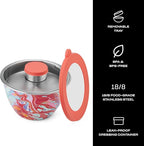 S'well Stainless Steel Salad Bowl Kit 64oz, Marble Swirl, Comes with 2oz Mini Canister and Removable Tray for Organization, Leakproof, Easy to Clean, Dishwasher Safe