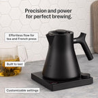 Fellow Corvo EKG Pro Electric Tea Kettle - Quick Heating, Precise Temperature Control Electric Kettle, Scheduling, Built-in Brew Timer for Boiling Water - Matte White with Maple Handle - 0.9 Liter