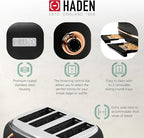 Haden Heritage 4 Slice Wide Slot Stainless Steel Toaster Bundled with 1.7 Liter Stainless Steel Electric Water Kettle, Black & Copper