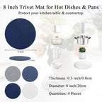 SHACOS 8 Inches Trivets for Hot Dishes, 4 Pieces Cotton Trivets Mats for Kitchen, Hot Pads for Countertops and Table, Heat-Resistant Pot Holders for Hot Pots and Pans(Blue, 4pcs)