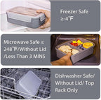Caperci Classic Bento Box Adult Lunch Box for Older Kids - Leakpoof 47 oz 3-Compartment Lunch Containers for Adults and Teens, Built-in Utensil Set, Ideal for On-the-Go Balanced Eating, Gray