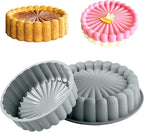 10 Inch Silicone Bundt Cake With 8 Inch Pan Set (2 Pack) - Nonstick Baking Mold for Pound Cake, Jello, Bread & Brownies, Dishwasher Safe, Grey