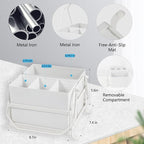Silverware Caddy Utensil Holder With Handle,Outdoor Silverware Holder Picnic Caddy and Camping Utensil Organizer, Flatware Holder for Party Gatherings, Metal -White