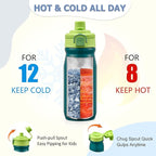 Bento Lunch Box for Kids with 8oz Soup Thermo, Leak-proof Lunch Food Containers with 5 Compartment, Insulated Lunch Bag & 17oz Stainless Steel Water Bottle for School, Trvael