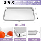 E-far Large Baking Sheet with Wire Rack (2 Pans + 2 Racks), 20 x 14 Inch Stainless Steel Cookie Pans Tray & Cooling Rack for Baking, Non Toxic & Heavy Duty & Rust Free, Oven & Dishwasher Safe