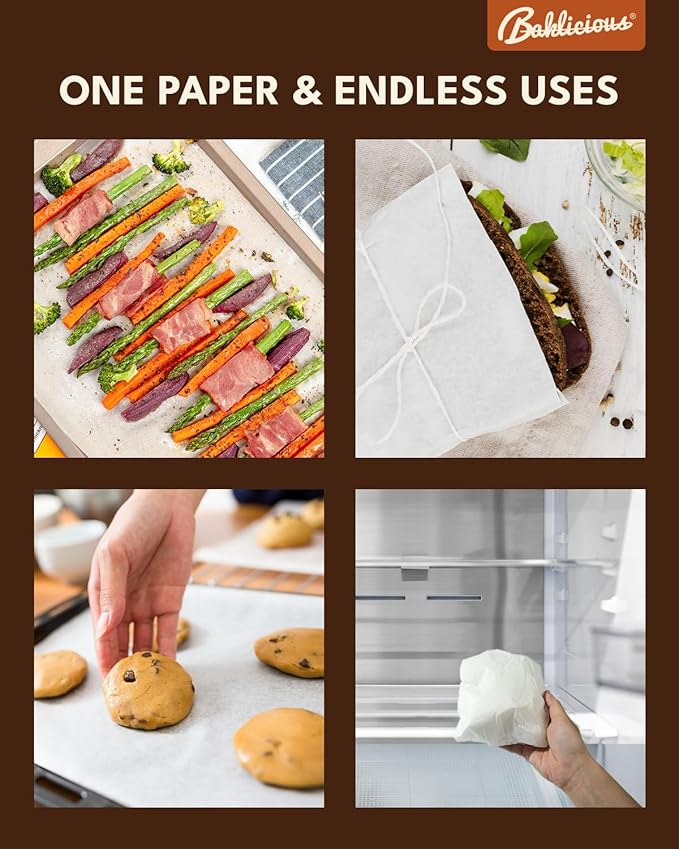 220 Pcs 12x16 In Parchment Paper Sheets, Baklicious Pre-cut Non-Stick Parchment Baking Paper for Air Fryer, Oven, Bakeware, Steaming, Cooking Bread, Cupcake, Meat, Cookies