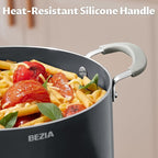 10 Quart Nonstick Stock Pots with Lid, BEZIA Ceramic Soup Pot with Lid, Induction Ready, Cooking Pots with Silicone Handle, Large Pot for Cooking, Compatible with All Cooktops, Dishwasher Safe