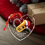 Customized Tuba Player Christmas Glass Ornament 2025, Personalized Tubaist Xmas Ornament with Text Name & Year, Tuba Instrument Christmas Tree Ornaments, Gifts for Men Women Music Lovers