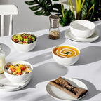 MALACASA 26 Oz Porcelain Soup Bowls Set of 4, White Ceramic Bowls for Kitchen, Cereal Bowl for Oatmeal, Fruit, Salad, Ramen and Rice Bowl -Dishwasher & Microwave Safe Bowls
