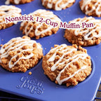 Great Jones Stud Muffin (Raspberry) | Nonstick 12-Cup Muffin Pan | Dual-Layer Nonstick Coating | Chemical-Free & Nontoxic | Oven-Safe to 450°F | Warp-Resistant & Easy Cleanup