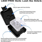 Bento Lunch Box Set for Kids with 10oz Soup Thermo, Leak-Proof Lunch Containers with 4 Compartment, Kids Thermo Hot Food Jar and Insulated Lunch Bag for Kid to School,BPA-Free(Black-Game Console)