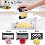 12 Blade All-in-1 Vegetable Chopper Mandoline Slicer with Container, Spiralizer with Contianers, Food Chopper, Onion Chopper, Veggie Cutter for Salad, Kitchen Gadgets Accessories Essentials, White