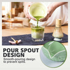 Matcha Whisk Bowl Set, 7PCS All-in-One Japanese Tea Set Includes Matcha Bowl with Spout, Bamboo Whisk (Chasen) with Stand, Scoop, Sifter, Complete Kit for Ceremony, Gift for Matcha Tea Lovers（Green)