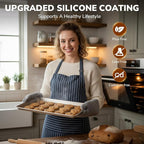 Nonstick Baking Sheet Pan Set of 3, Heavy Duty Cookie Sheets for Oven, 0.6mm Thick Quarter Size & Half Size & Jelly Roll Pan, Rustproof & Easy Clean with Textured Surface(Champagne Gold)