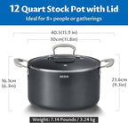 12 Quart Nonstick Stock Pots with Lid, BEZIA Large Pot for Cooking, Ceramic Soup Pot with Lid, Induction Ready, Big Cooking Pots with Silicone Handle, Compatible with All Cooktops, Dishwasher Safe