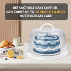 TMRIOPELP Tall Cake Carrier with Lid and Handle Insulated Cake Container Cake Transport Carrier Ideal for Pies Cupcakes and Pastries Perfect for Safe and Secure Cake Delivery (Grey, 12 inch)