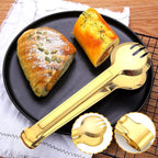 10 PCS Stainless Steel Serving Utensils, Large Serving Spoons Slotted Spoons, Serving Forks, Serving Tongs, Ice Suger Tongs, Metal Utensils Set Great for Buffet Catering Banquet Party (Gold)