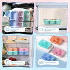 Bento Box Adult Lunch Box - 4 Pack, 5 - Compartment Meal Prep Container for Kids, Reusable Food Storage Snack Containers - Stackable for School, Work, and Travel (Transparent(Blue/Pink/Green/Yellow))