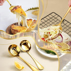36-Piece Stainless Steel Serving Utensil Set – Complete Buffet Essentials with Spoons, Forks, Tongs, Ladle & More. Perfect for Wedding, Holiday, Catering, and Family Gatherings(Gold)
