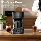 Small 5-Cup Coffee Maker with 24h Programmable Timer, Drip Coffee Machine with Food-grade BPA-free Glass Carafe, 2h Keep Warm with Auto Shut-off, Delay Brew, 25oz Water Tank, Compact for Home/RV