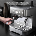 Garvee Espresso Machine with Milk Frother, All in One Cappuccino Latte Espresso Maker for Home Barista, Built-In Bean Grinder, 85 oz Removable Water Tank, Gifts for Dad Mom Coffee Lover