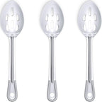 Super Strong, Ergonomic 11 in Serving Spoon 3 Pk. Big, Slotted Stainless Steel Spoons for Cooking, Baking and Basting. Best Kitchen Flatware for Buffet and Banquet Service in Restaurants and Homes