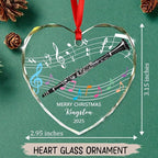 Customized Text Year Name Clarinet Glass Xmas Ornament, Personalized Clarinet Lover Christmas Ornaments Gift for Women Men Friends Besties Coworker, Unique Clarinetist Glass Christmas Ornament 2025