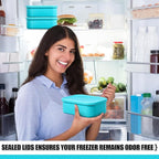 Nuogo 4 Pcs 6 Cup Silicone Freezer Trays with Lid Soup Containers Reusable Freezer Silicone Molds Rectangle Containers Ice Trays for Soups Sauces Stews Curries, Lake Blue