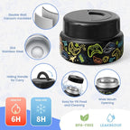 Kids Bento Lunch Box with Thermos, Leakproof Toddler Bento Box with 9 OZ Insulated Food Jar, Lunch Bag & Utensils 3 or 4 Compartment Container for School Girls Boys