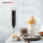 Bonsenkitchen Electric Milk Frother Handheld, Portable Whisk Milk Foam Maker, Drink Mixer for Coffee, Matcha, Electric Stirrer Coffee Mixer, Battery Operated(Not Included)