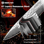 Damascus Sharp Knife(Red), 8 Inch Professional 67-Layer VG10 Damascus Kitchen knives, Hand Hammered Ultra Sharp Japanese Kitchen knife with Red G10 Handle & Gift Box