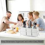 KAQAHIDO Utensil Caddy with Drain Holes, Cutlery Organizer for Kitchen Countertop Drawer 3pcs Bins Set Silverware Holder for Spoon, Fork and Knife, White