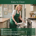 18/0 Stainless Steel Baking Sheet with Cooling Rack, 15.9 Inch Oven-Safe Non-Toxic Cookie Sheets for Baking, Coating Free & Rust Resistant for Healthy Family Baking, Easy to Clean, Heavy Duty